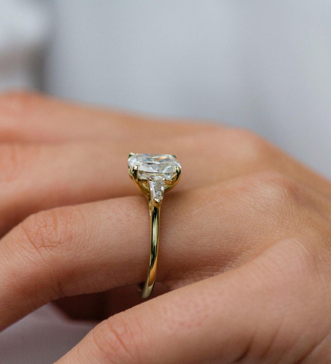 3.15 CT Cushion Three Stone Moissanite Engagement Ring 2