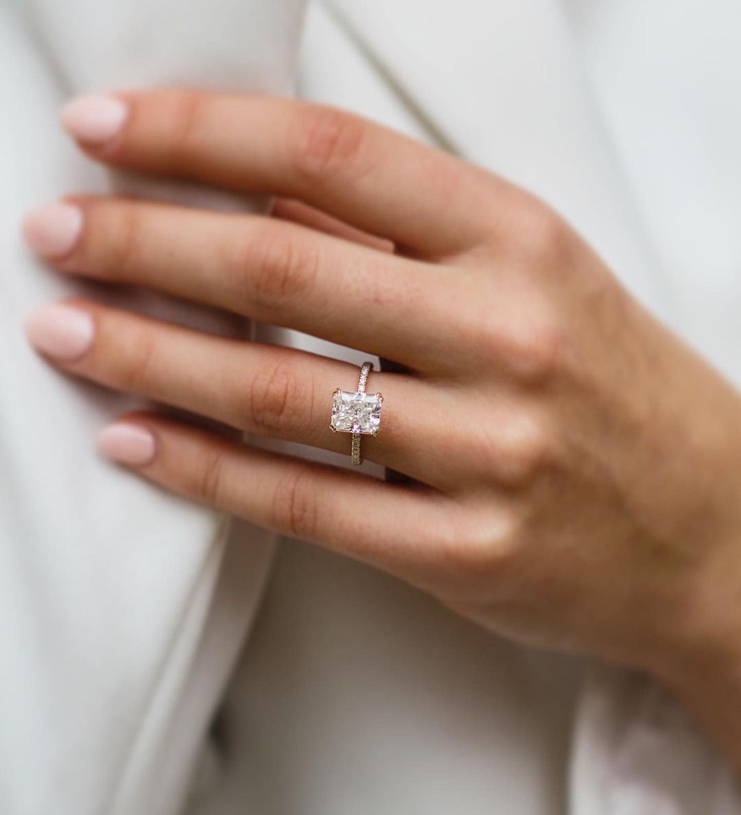 2.40 CT Radiant Solitaire Moissanite Engagement Ring 3