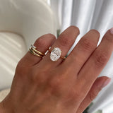 2.0 CT Oval Lab Grown Diamond Hidden halo Setting Engagement Ring
