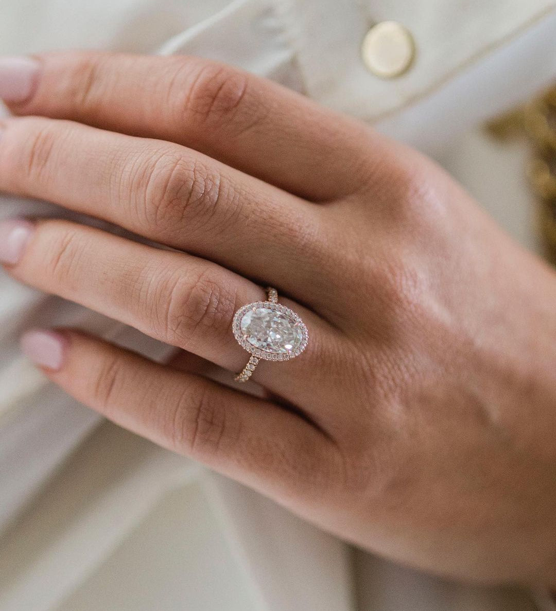4.0 CT Oval Double Halo Moissanite Engagement Ring 1