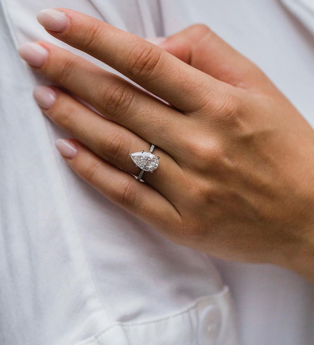 4.10 CT Pear Solitaire Pave Moissanite Engagement Ring 3