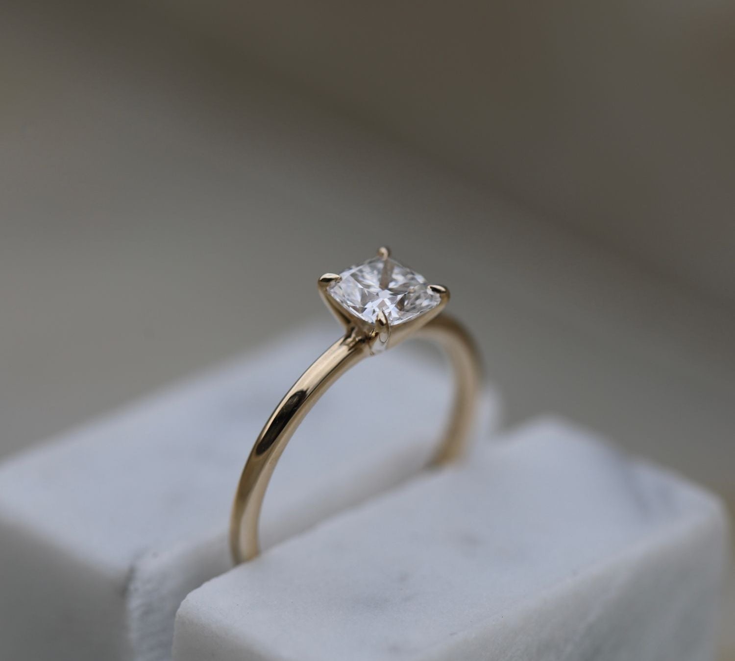 Cushion Solitaire Lab Grown Diamond Engagement Ring