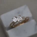 Emerald Cut Pave Lab Grown Diamond Engagement Ring