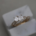 Emerald Cut Pave Lab Grown Diamond Engagement Ring