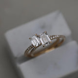 Emerald Cut Pave Lab Grown Diamond Engagement Ring