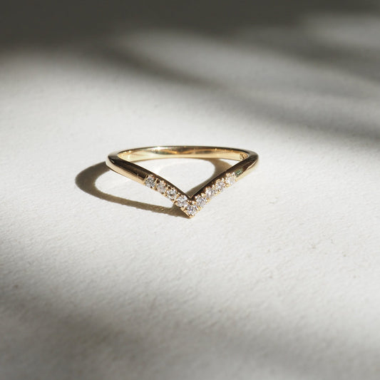 Stunning 0.10 TCW Round Moissanite Stones V-Shaped Wedding Bands