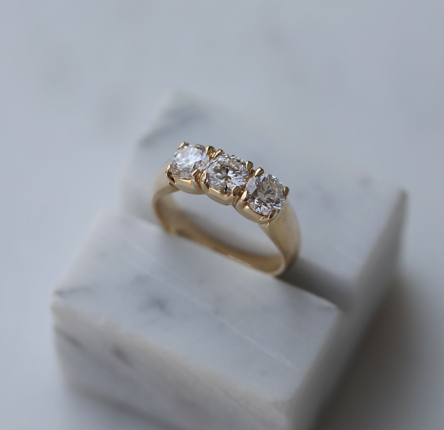 1.50 CT Round Three Stones Lab Grown Diamond Wedding Band