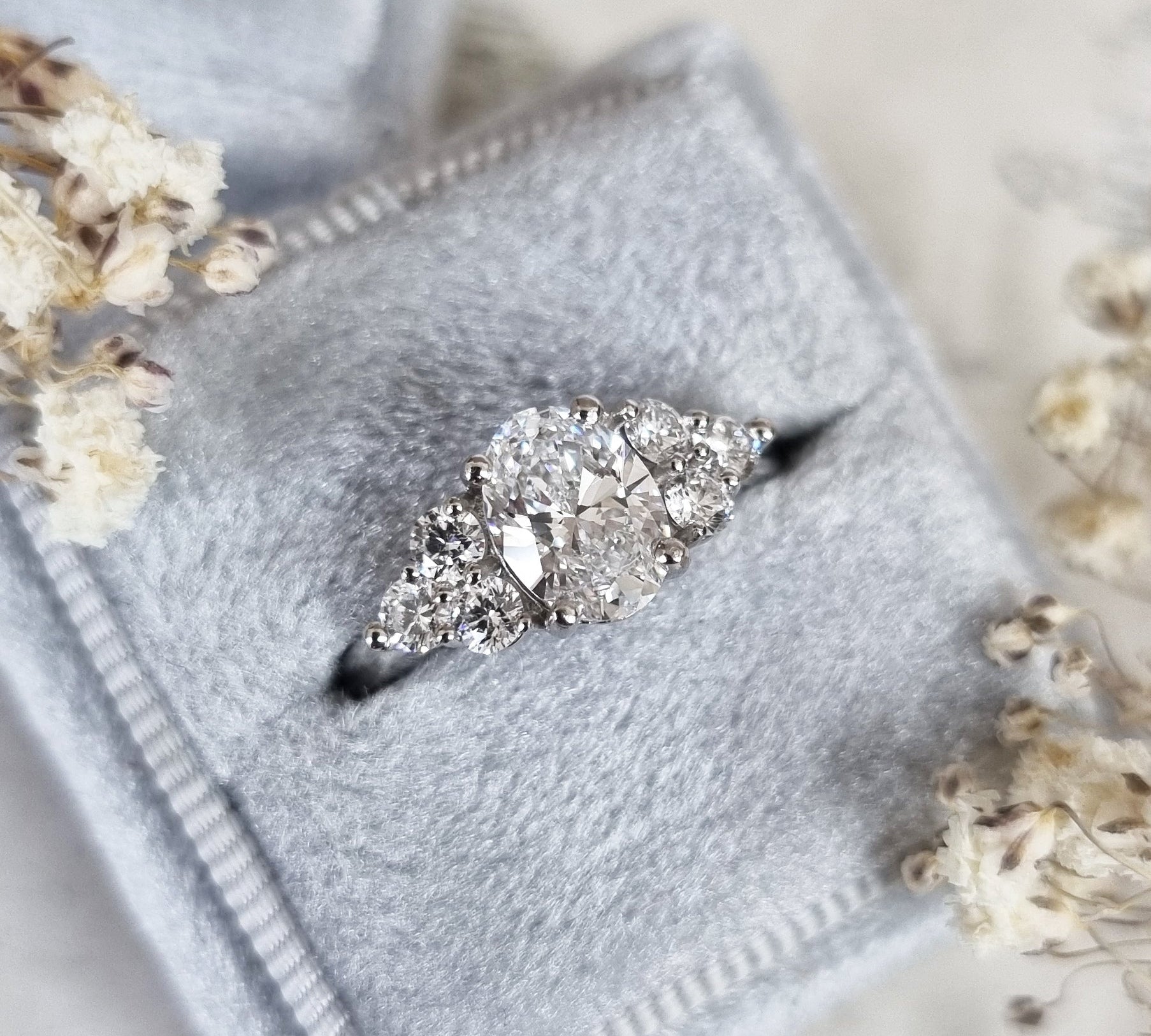 Oval Cluster Lab Grown Diamond Engagement Ring