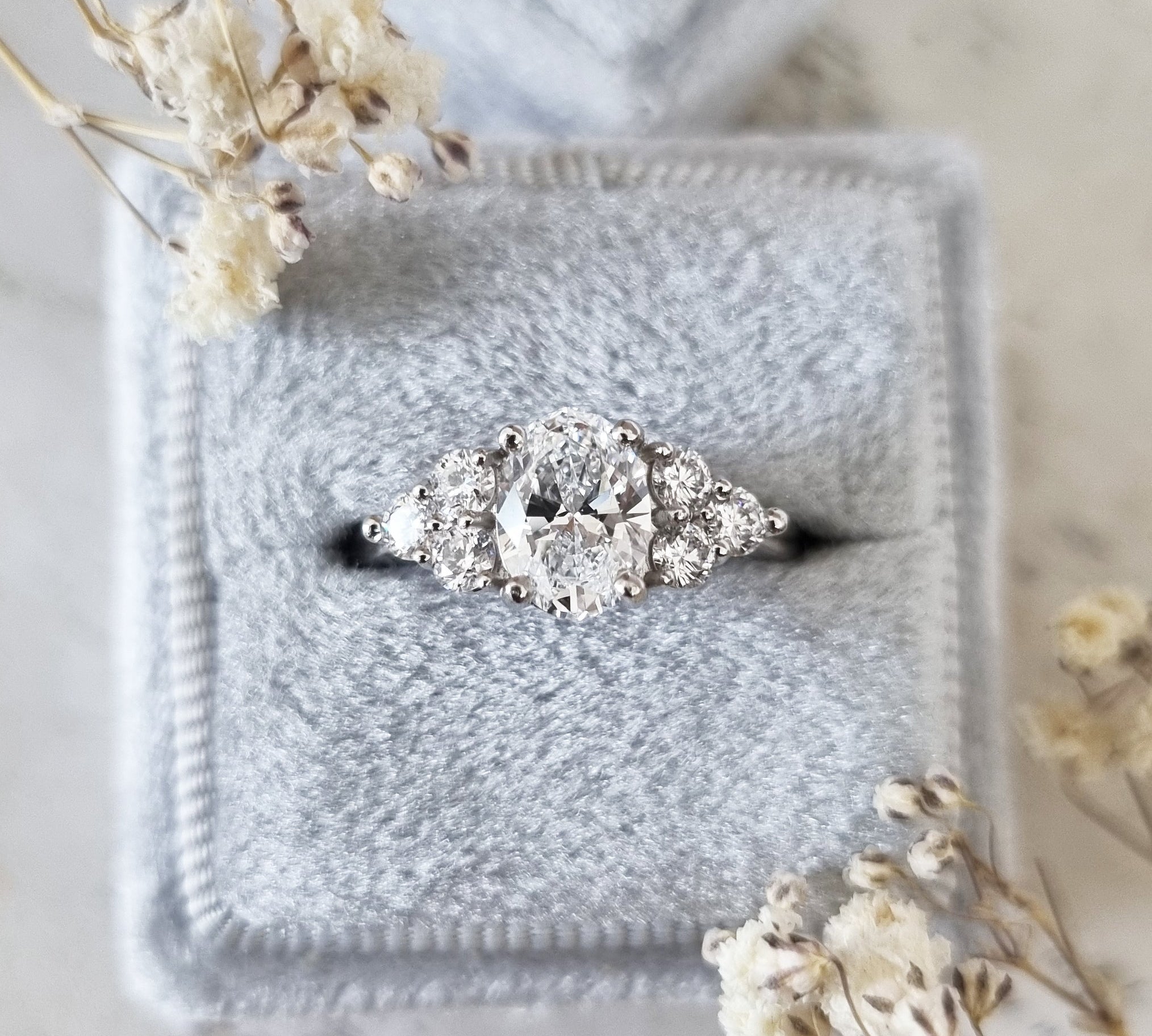 Oval Cluster Lab Grown Diamond Engagement Ring