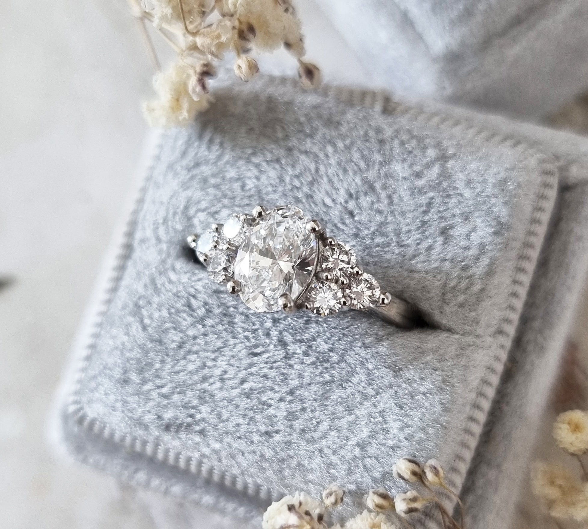 Oval Cluster Lab Grown Diamond Engagement Ring