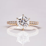 Hexagon Hidden Halo & Pave Moissanite Engagement Ring