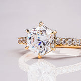 Hexagon Hidden Halo & Pave Moissanite Engagement Ring
