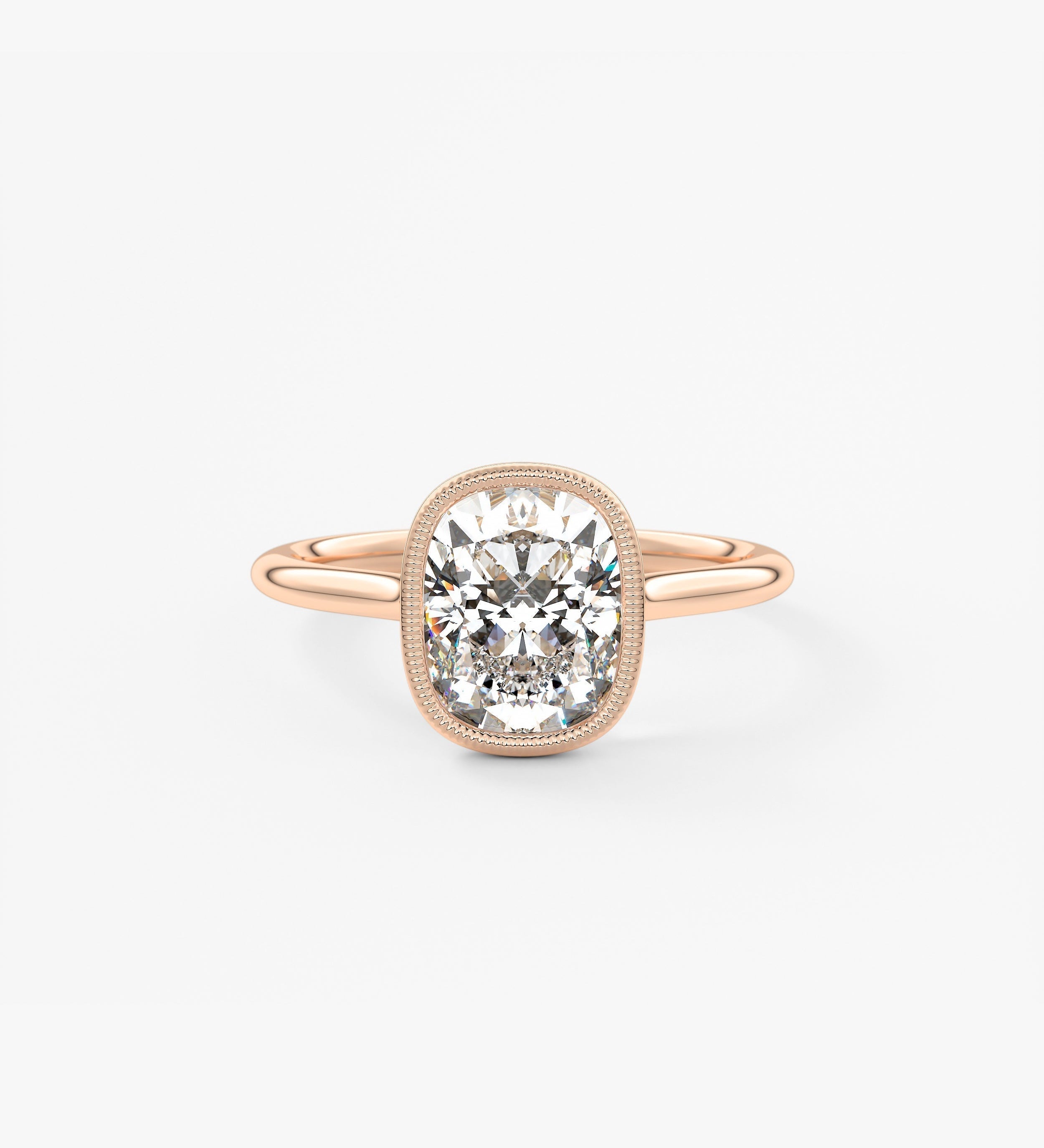 Elongated Cushion Milgrain Bezel Lab Grown Diamond Engagement Ring