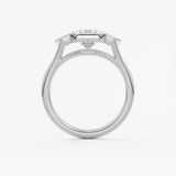 Radiant Three Stone/Bezel Lab Grown Diamond Engagement Ring