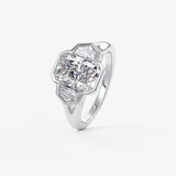 Radiant Three Stone/Bezel Lab Grown Diamond Engagement Ring