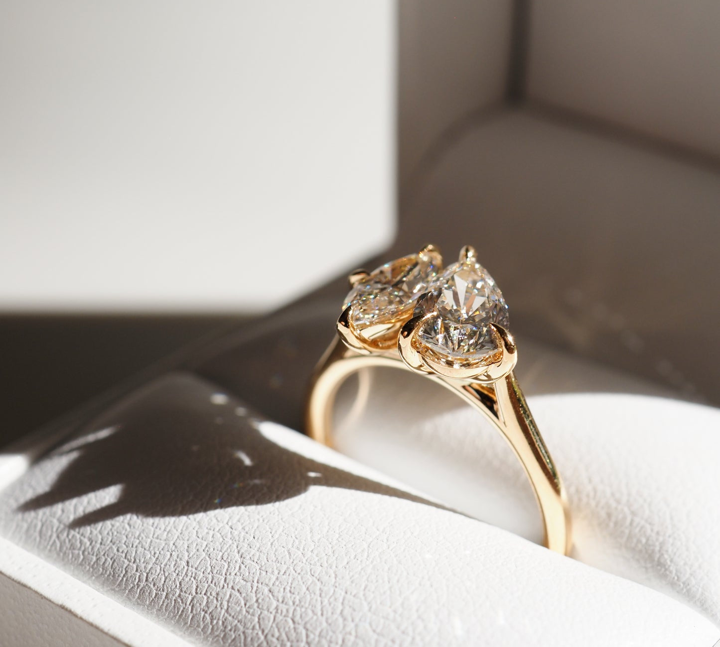 Stunning 1.5 CT Pear & Marquise Moissanite Engagement Ring with Two Stone Design