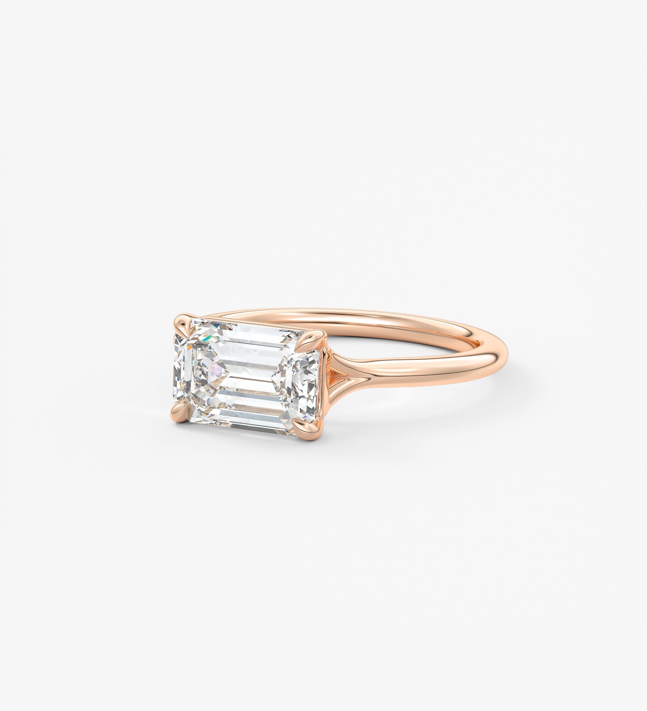 Emerald East West Split Shank Lab Grown Diamond Engagement Ring