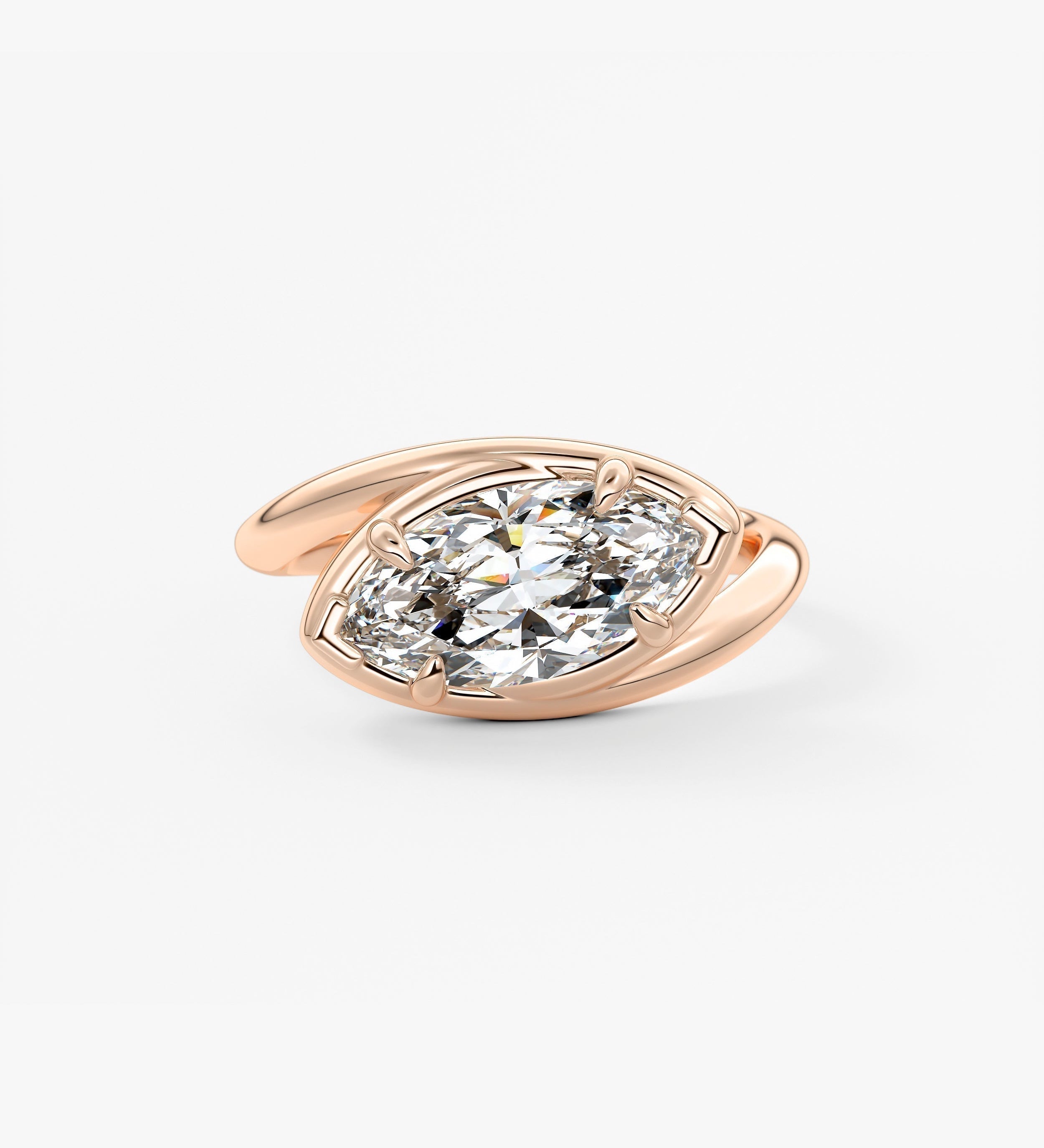 Marquise Swirl Solitaire Lab Grown Diamond Engagement Ring