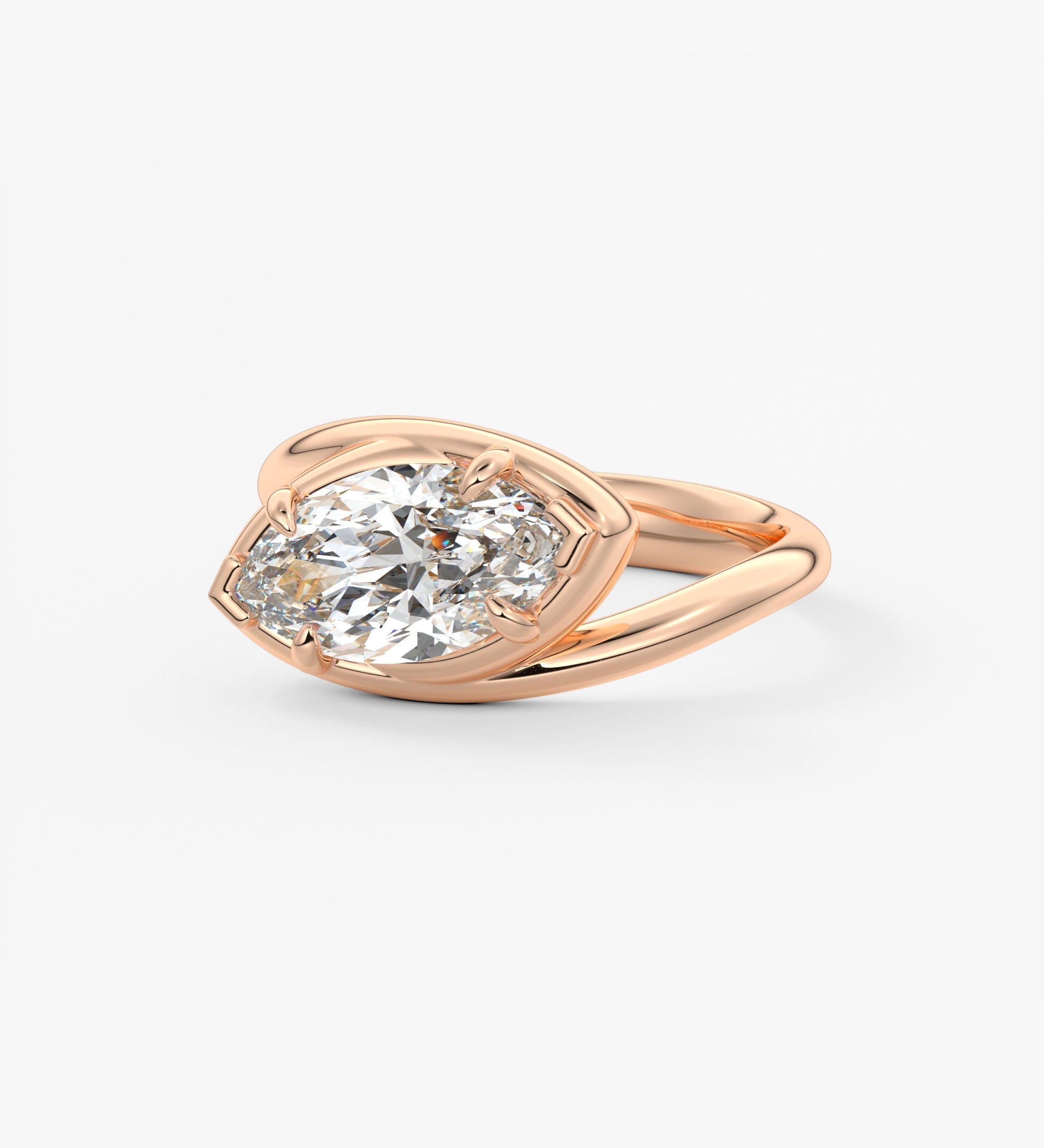 Marquise Swirl Solitaire Lab Grown Diamond Engagement Ring