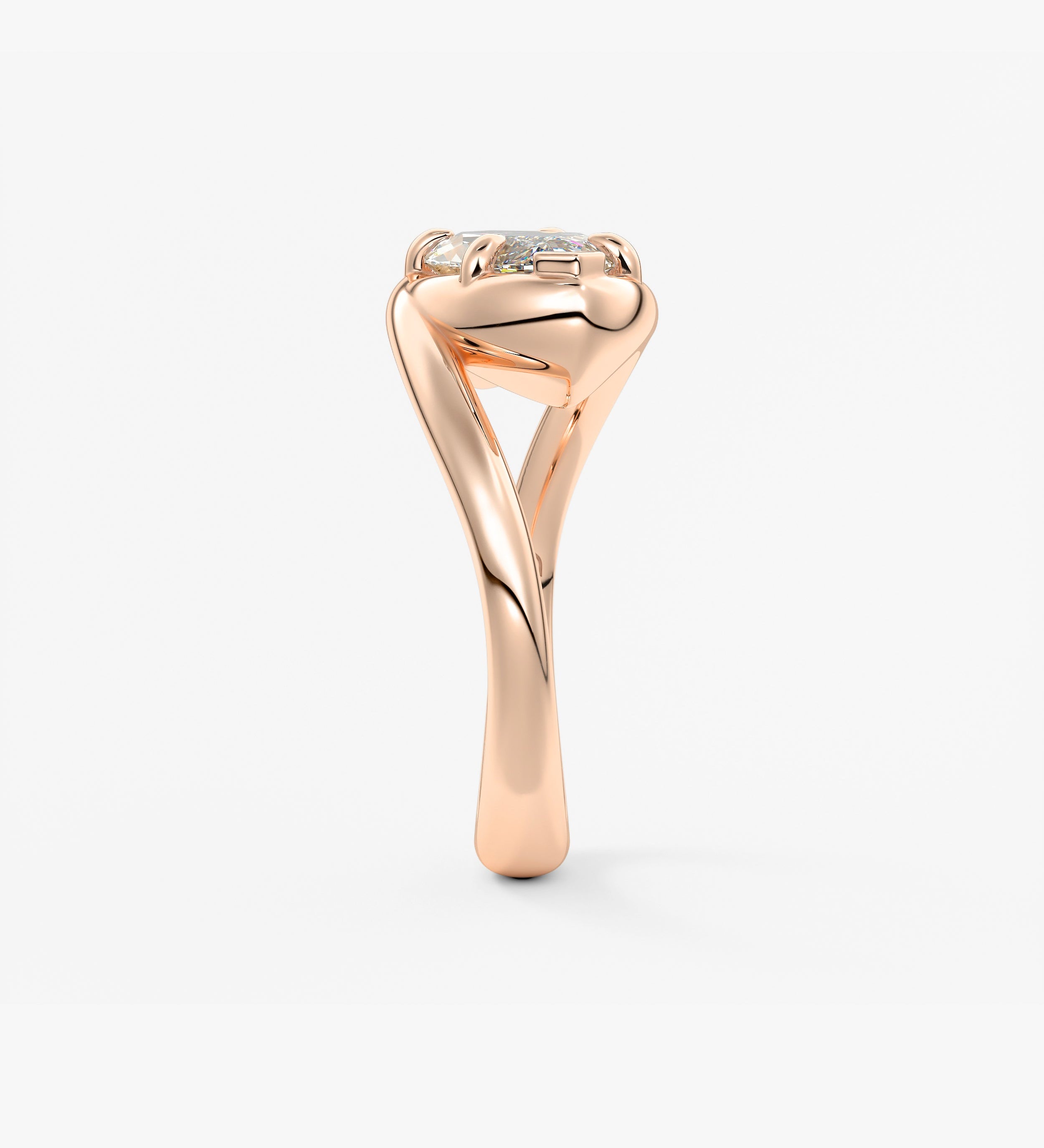 Marquise Swirl Solitaire Lab Grown Diamond Engagement Ring