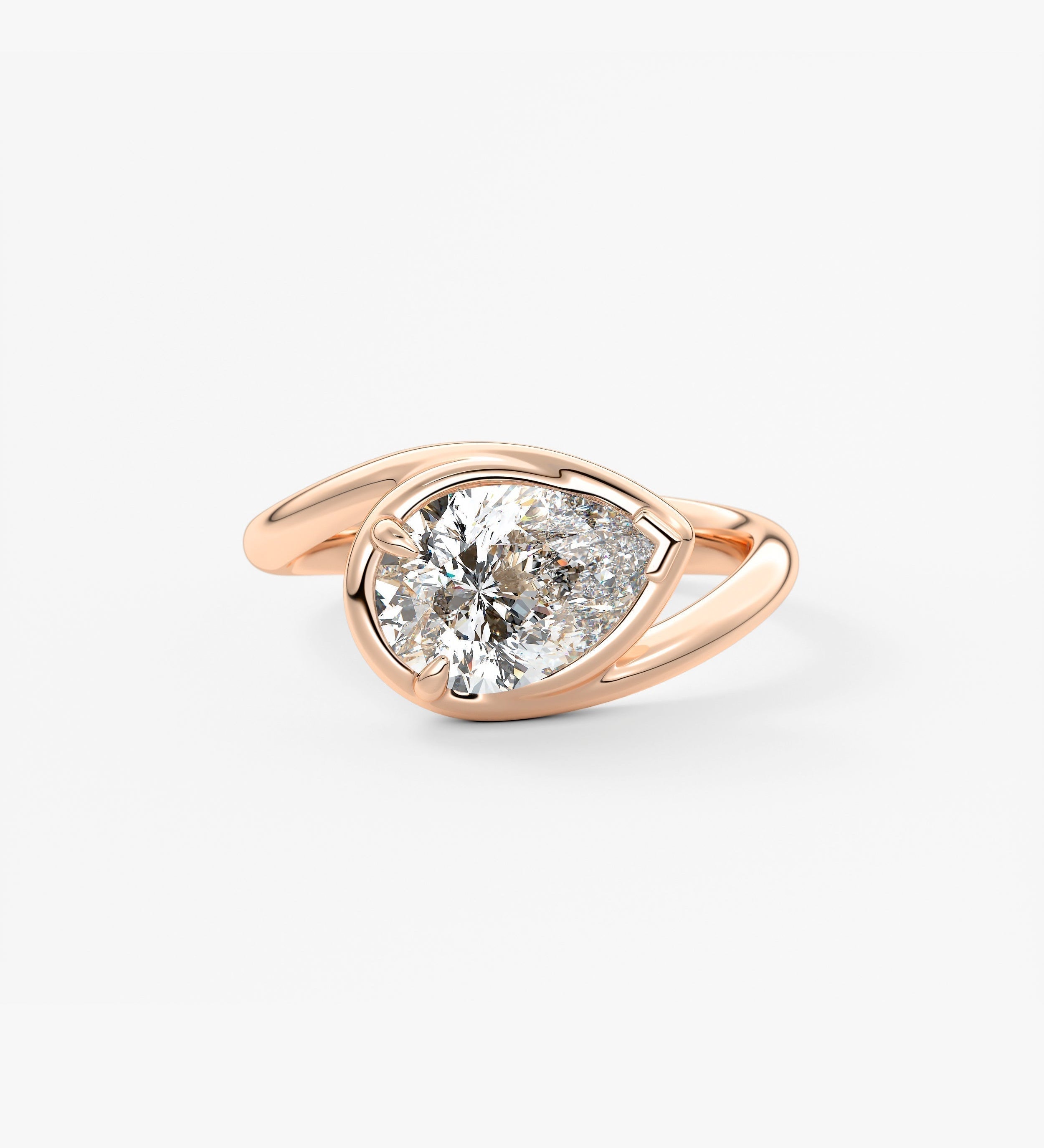 Pear Swirl Solitaire Lab Grown Diamond Engagement Ring