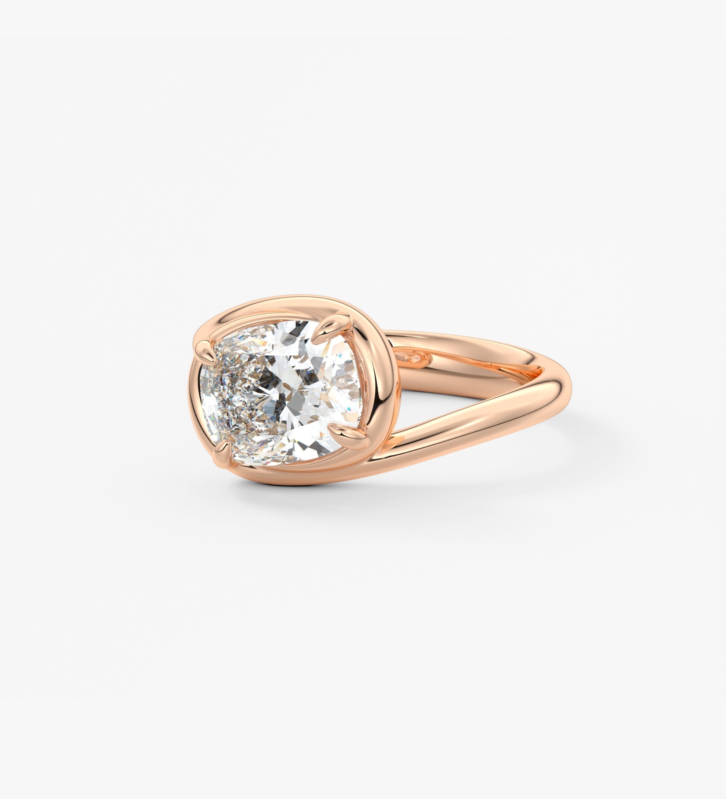 Cushion Swirl Solitaire Lab Grown Diamond Engagement Ring