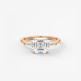 Asscher Three Stone Lab Grown Diamond Engagement Ring