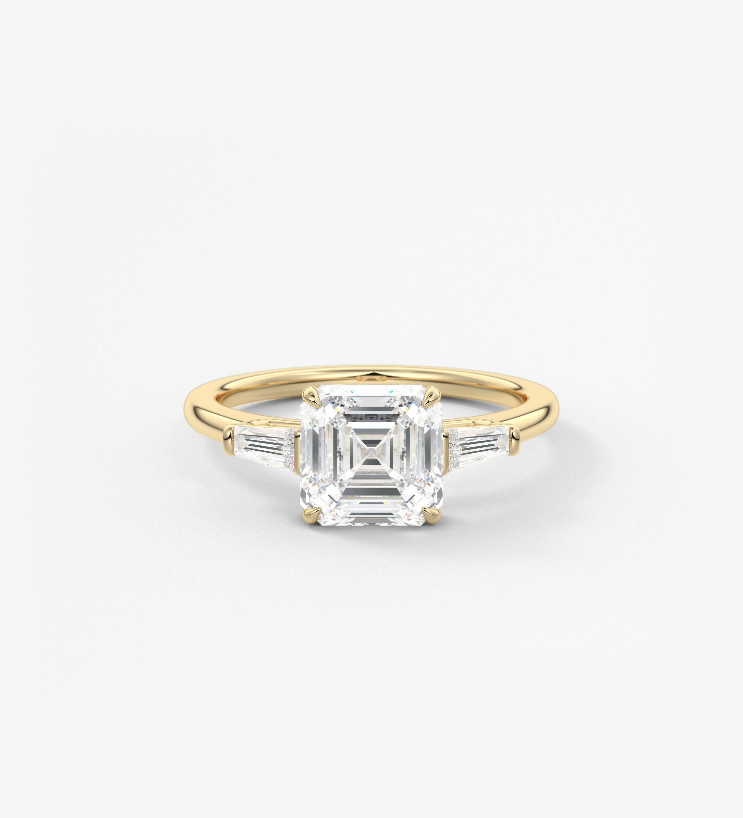 Asscher Three Stone Lab Grown Diamond Engagement Ring