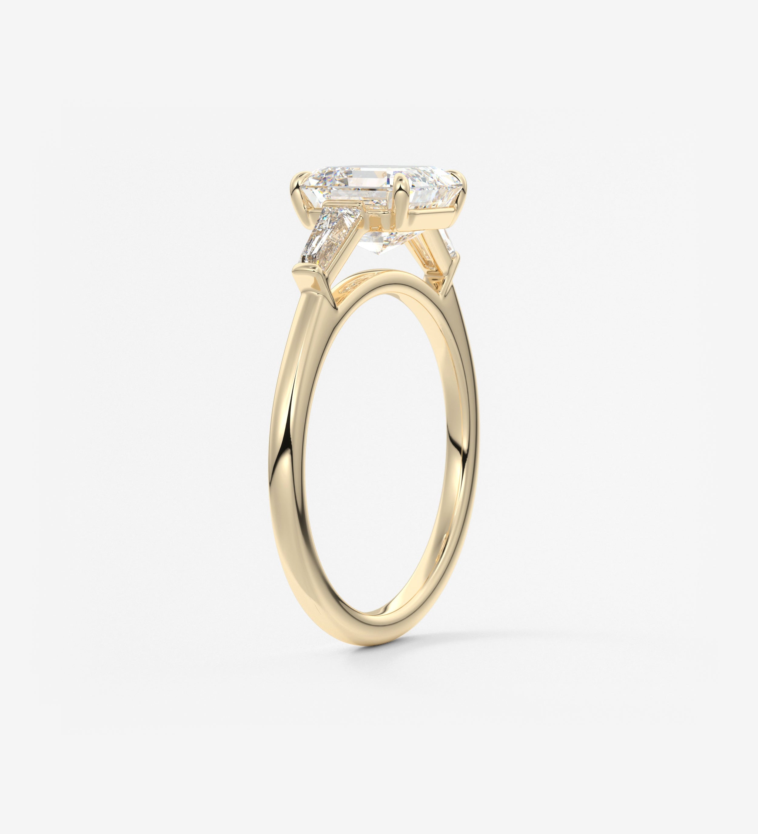 Asscher Three Stone Lab Grown Diamond Engagement Ring