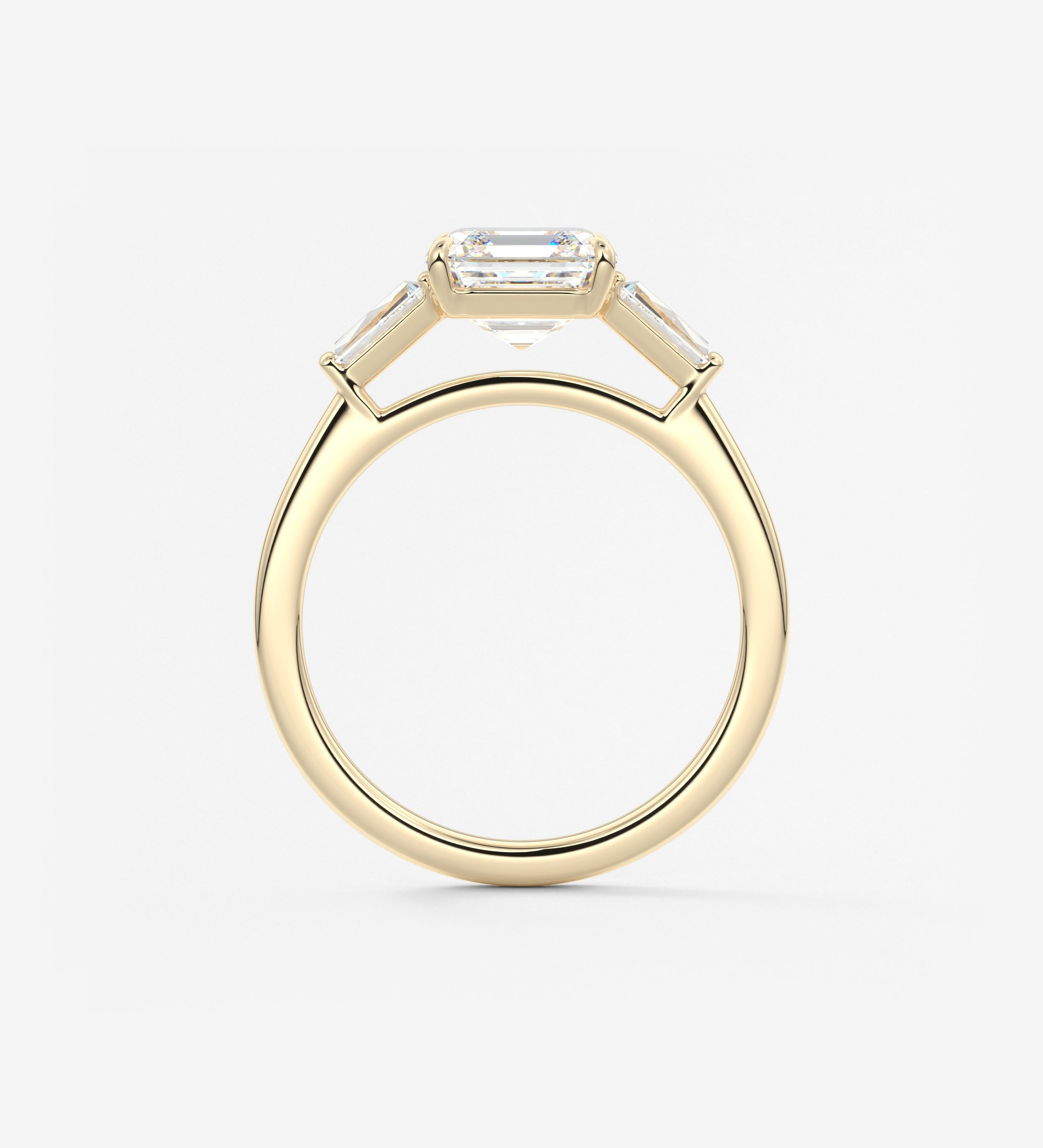Asscher Three Stone Lab Grown Diamond Engagement Ring