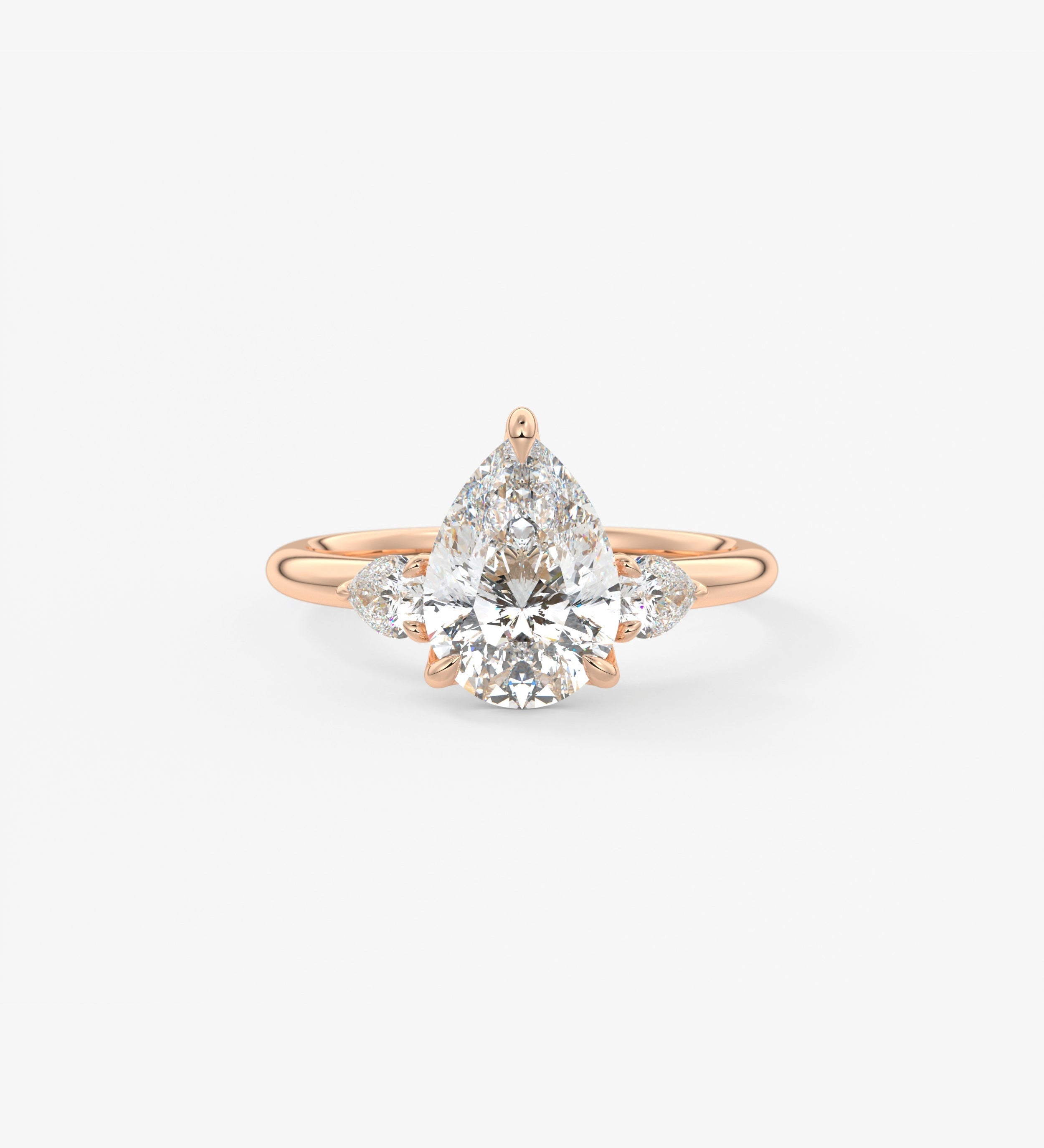 Pear Three Stone Lab Grown Diamond Engagement Ring
