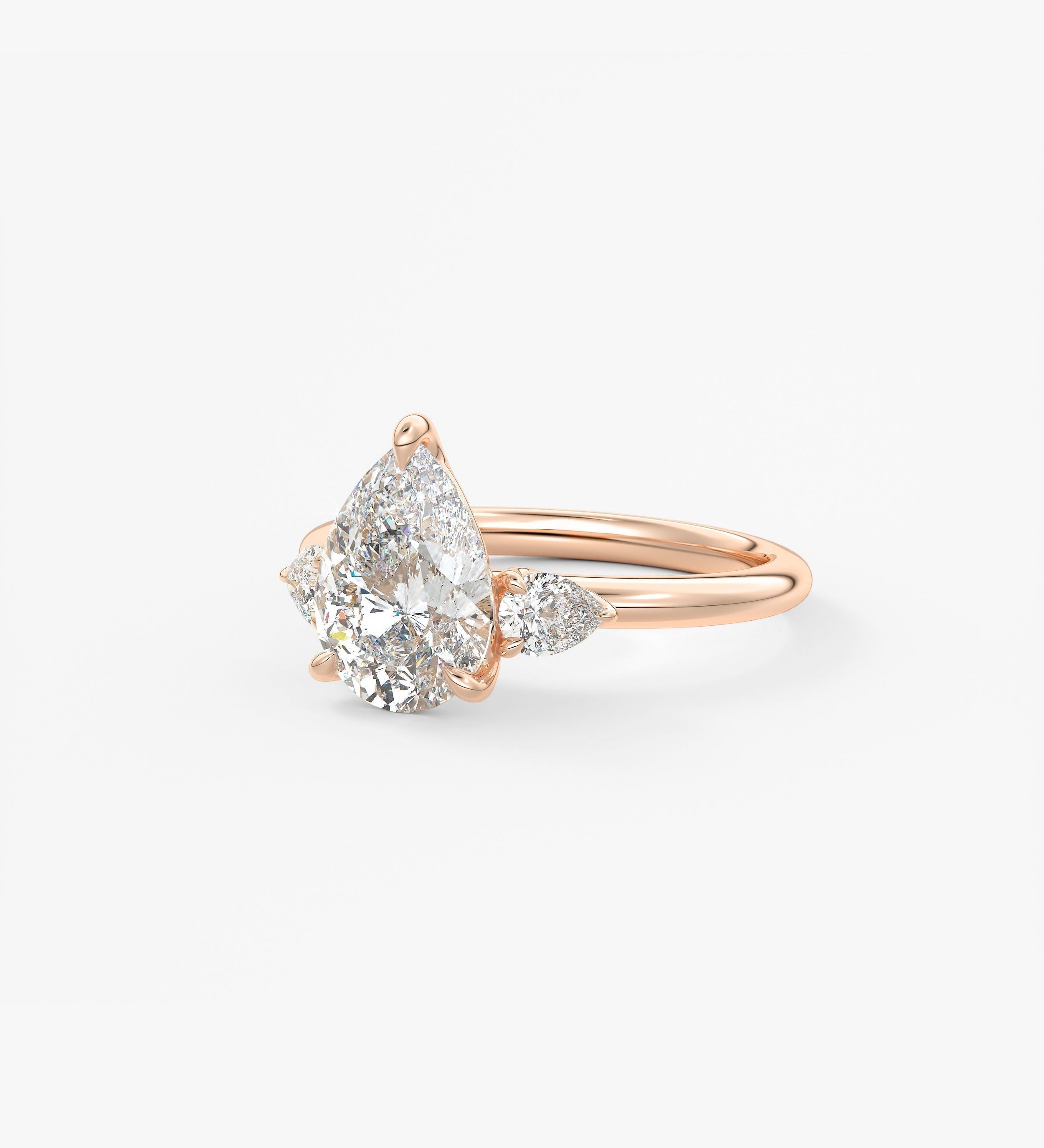 Pear Three Stone Lab Grown Diamond Engagement Ring