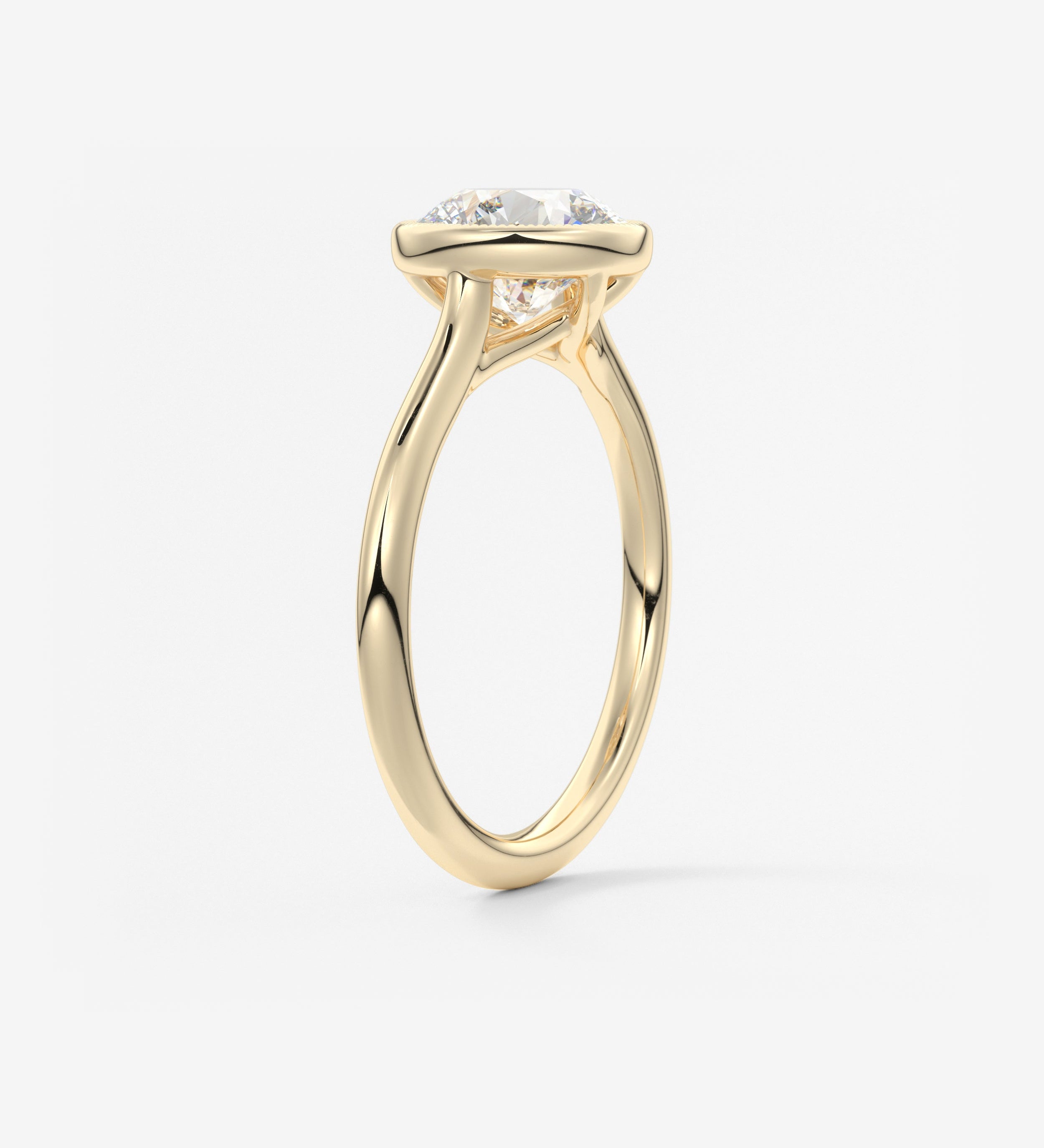 Round Milgrain Bezel Lab Grown Diamond Engagement Ring