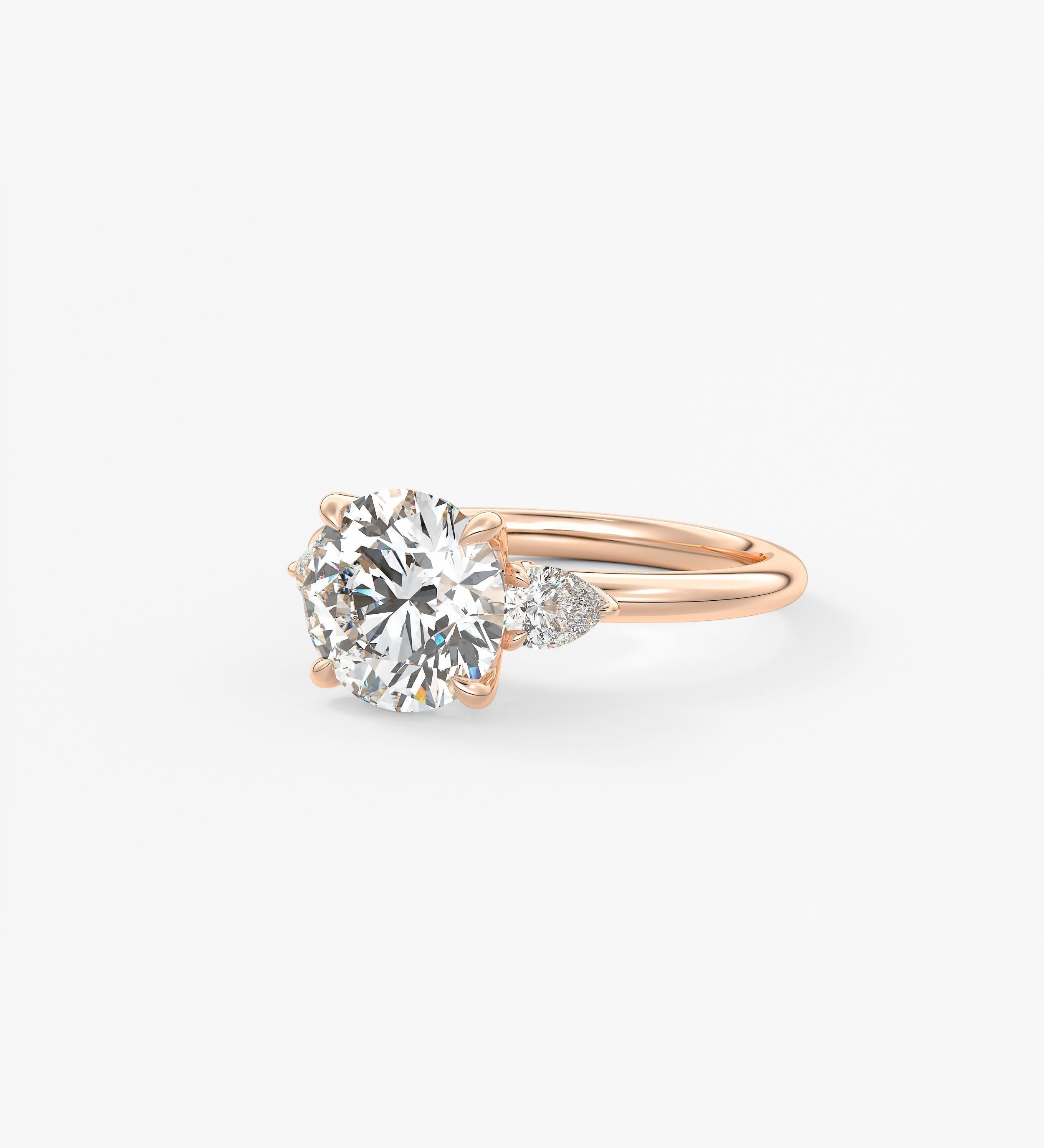Round Three Stone Lab Grown Diamond Engagement Ring