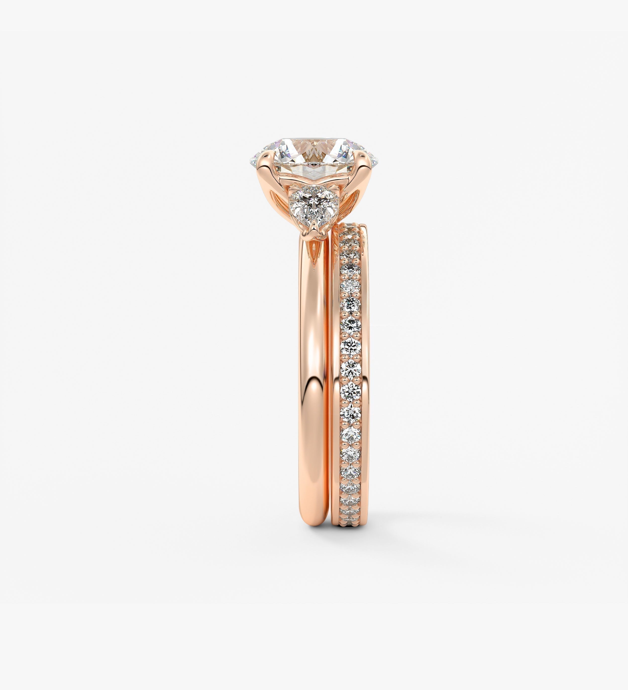 Round Three Stone Lab Grown Diamond Engagement Ring