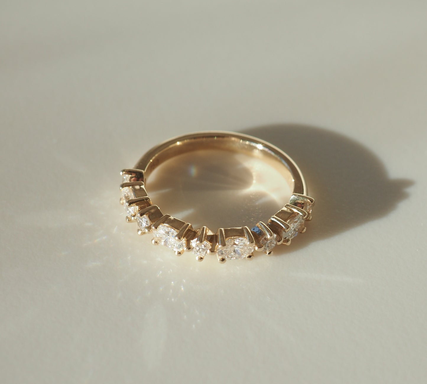 Stunning 0.85 TCW Round & Oval Moissanite Stones Alternate Wedding Bands