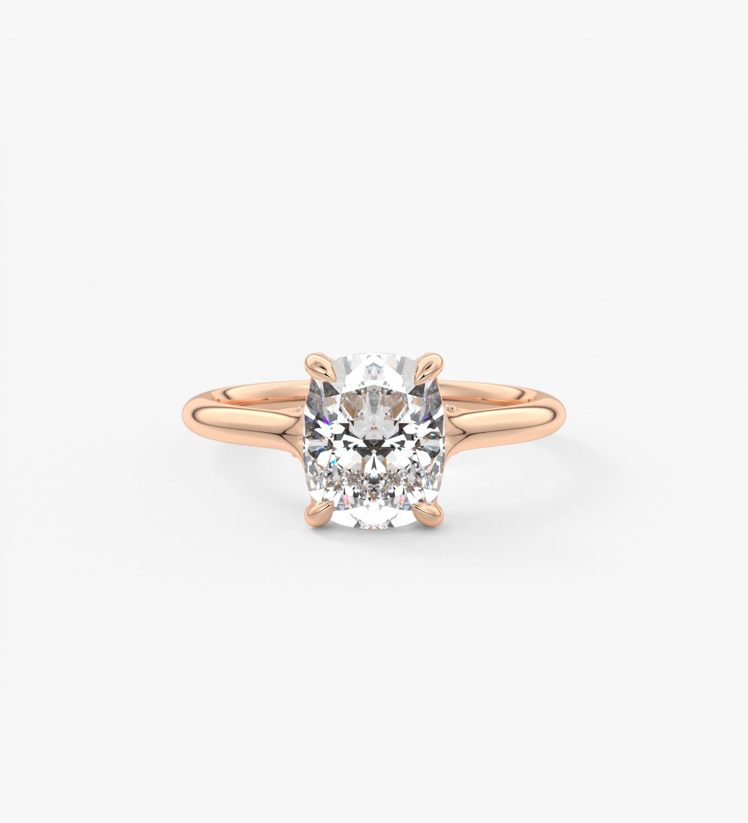 Elongated Cushion Hidden Halo Lab Grown Diamond Engagement Ring
