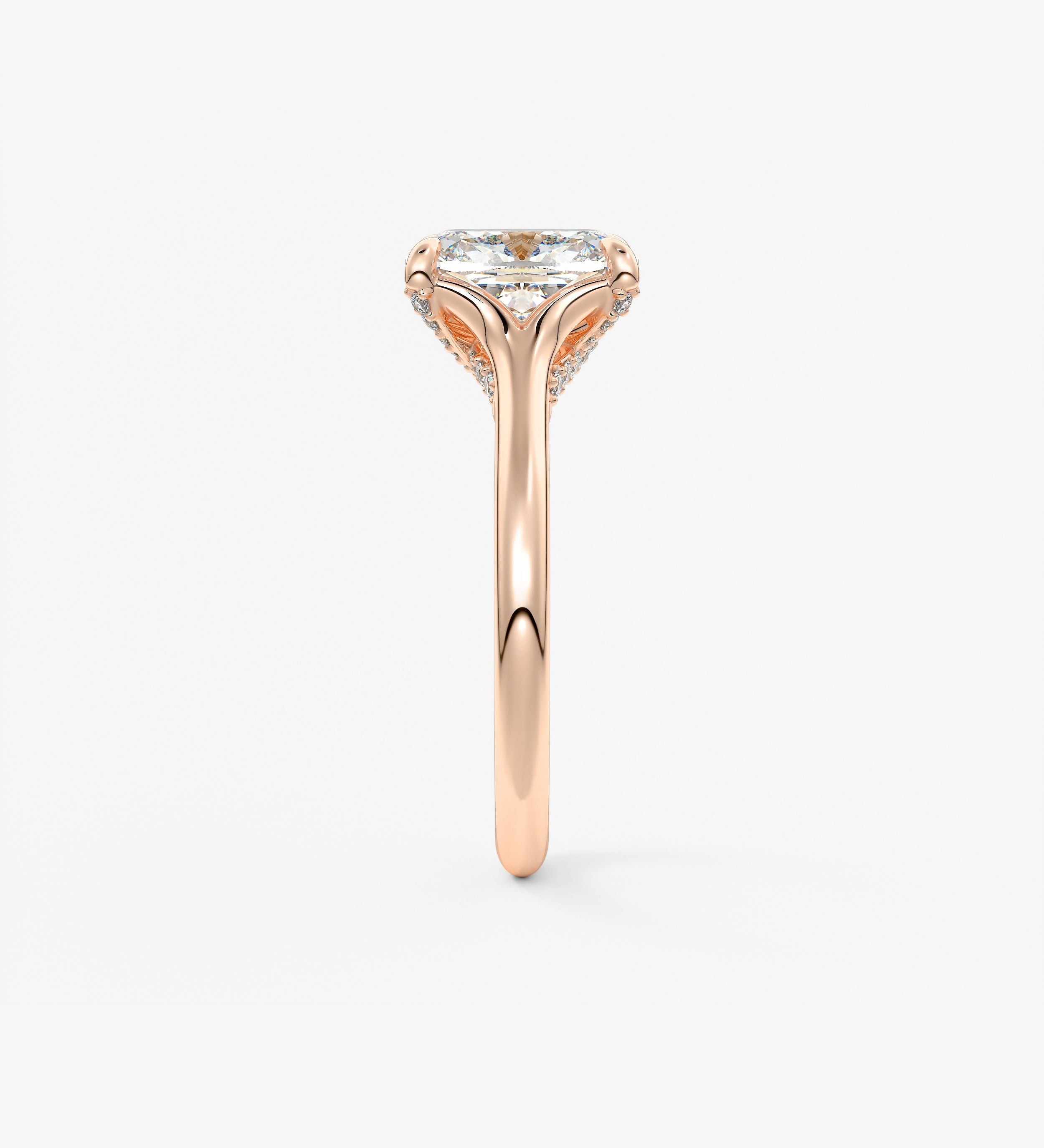 Elongated Cushion Hidden Halo Lab Grown Diamond Engagement Ring