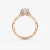Elongated Cushion Hidden Halo Lab Grown Diamond Engagement Ring