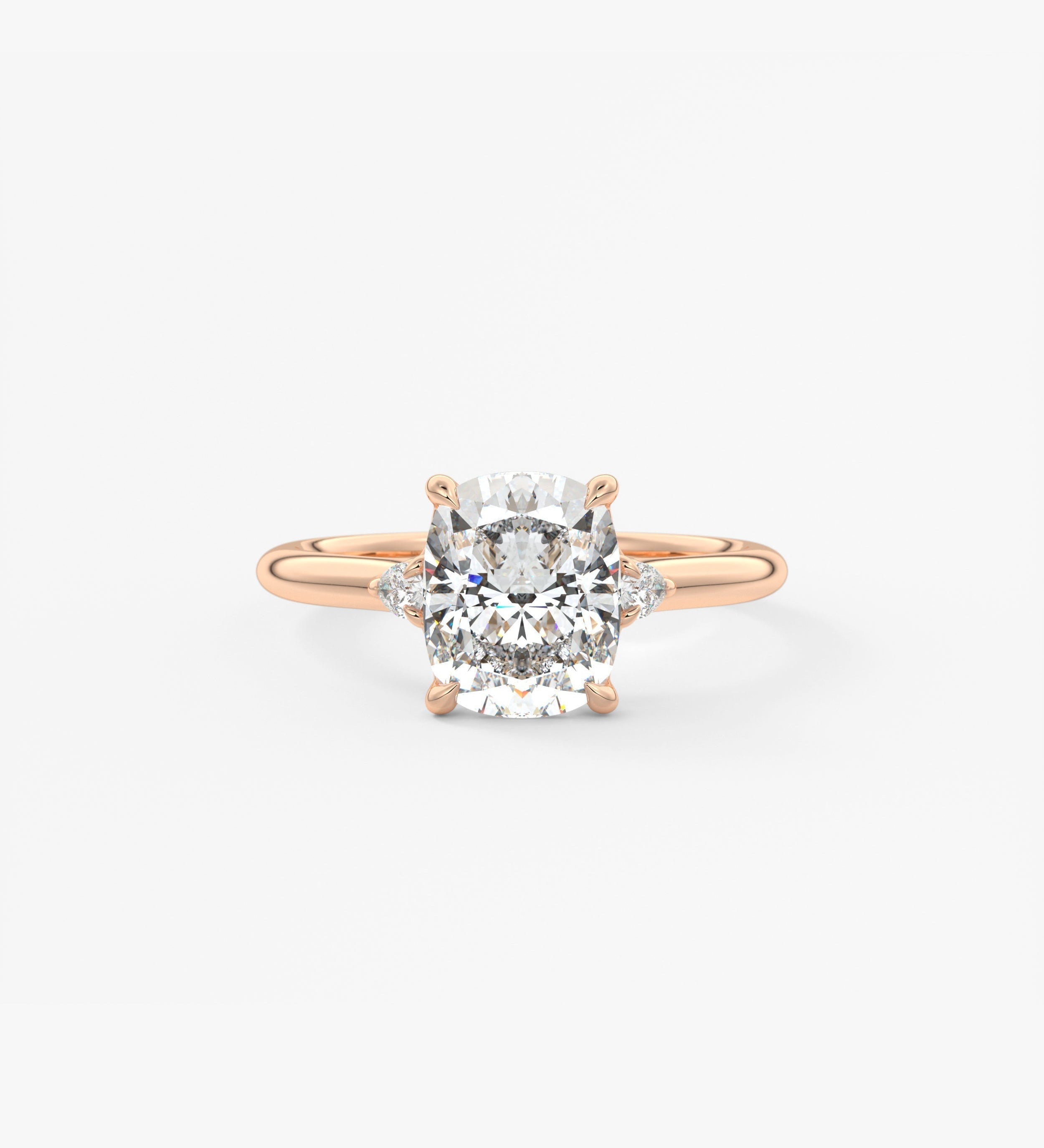Elongated Cushion Three Stone Lab Grown Diamond Engagement Ring