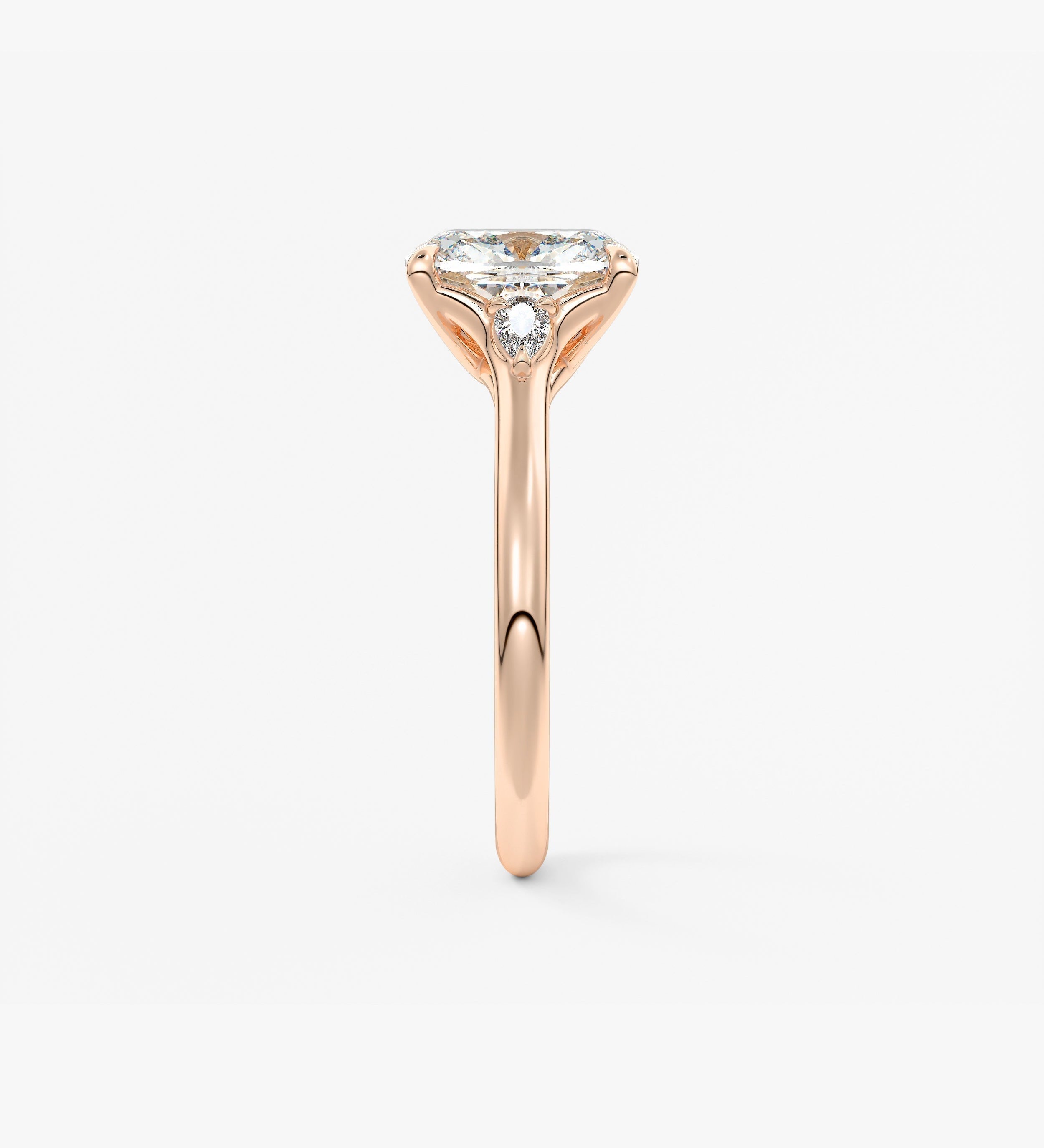 Elongated Cushion Three Stone Lab Grown Diamond Engagement Ring