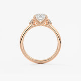 Elongated Cushion Three Stone Lab Grown Diamond Engagement Ring