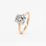 Elongated Cushion Three Stone Lab Grown Diamond Engagement Ring