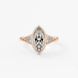 Marquise Three Stone Bezel Lab Grown Diamond Engagement Ring