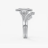 Marquise Three Stone Bezel Lab Grown Diamond Engagement Ring