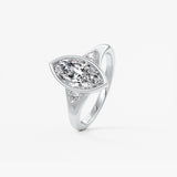 Marquise Three Stone Bezel Lab Grown Diamond Engagement Ring