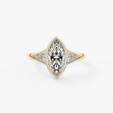 Marquise Three Stone Bezel Lab Grown Diamond Engagement Ring