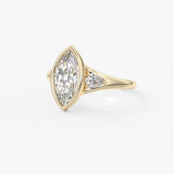 Marquise Three Stone Bezel Lab Grown Diamond Engagement Ring