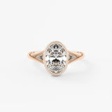 Oval Three Stone Bezel Lab Grown Diamond Engagement Ring