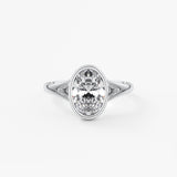 Oval Three Stone Bezel Lab Grown Diamond Engagement Ring